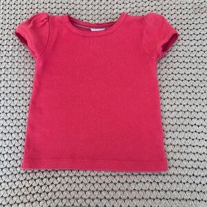 Mini Boden Red/Dark Pink Pointelle short sleeve shirt. Size 3-4.